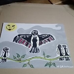 Owl Art Print with Moon